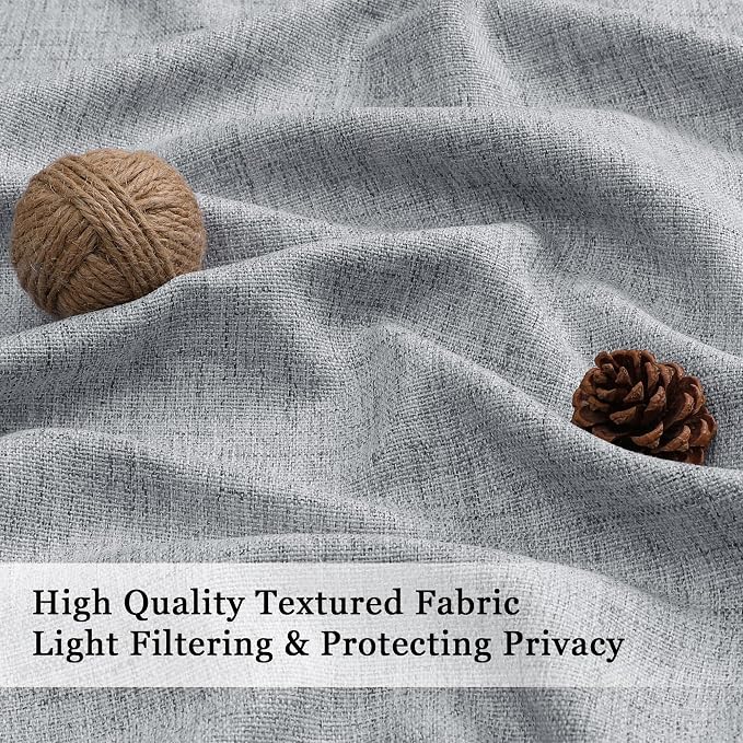 OWENIE Grey Valances for Windows 1 Pcs, Light Filtering Textured Farmhouse - Image 3