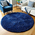 Amdrebio Navy Blue Small Round Rug 3Ft by Amdrebio