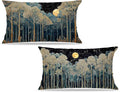 Rustic William Morris Night Forest Green Moon Decor Pillow Covers 12x20 Set of 2 by Unknown