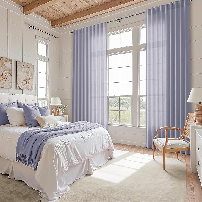 Nanspring Lavender Purple Linen Curtains 96 Inches Long - Image 7