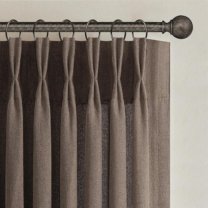 Pinch Pleated Dark Brown Semi Sheer Curtains 84 Inches Long - Image 7
