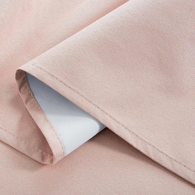 RYB HOME Pink 100%Blackout Linen Curtains - Image 4