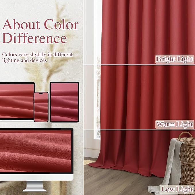 Guken 100% Blackout Linen Curtains 63 Inch Length 2 Panels Set - Image 7