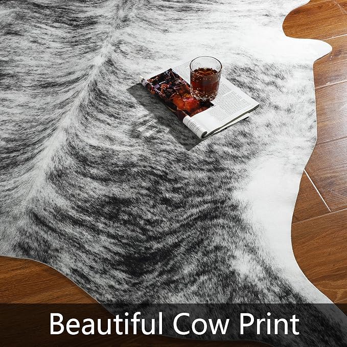 AROGAN Western Decor Faux Fur Cowhide Rug, 4.6 x 5.2 Feet Premium Animal Skin - Image 5