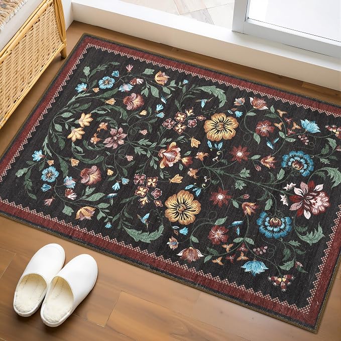 GarveeHome Floral Rug for Entryway 2x3 Rugs Machine Washable Boho Small Area - Image 8