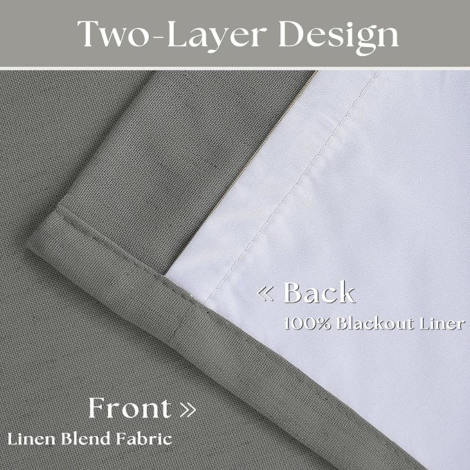 Dark Grey Linen 100% Black Out 120 Inch Curtains - Image 4