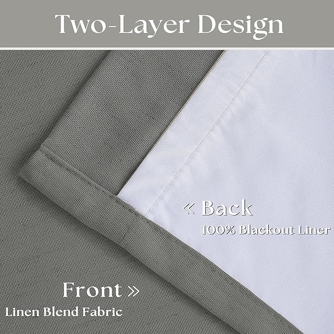 Grey Pinch Pleated 100% Blackout Linen 80 Inch Window Curtains 2 Panels Set | - Image 4