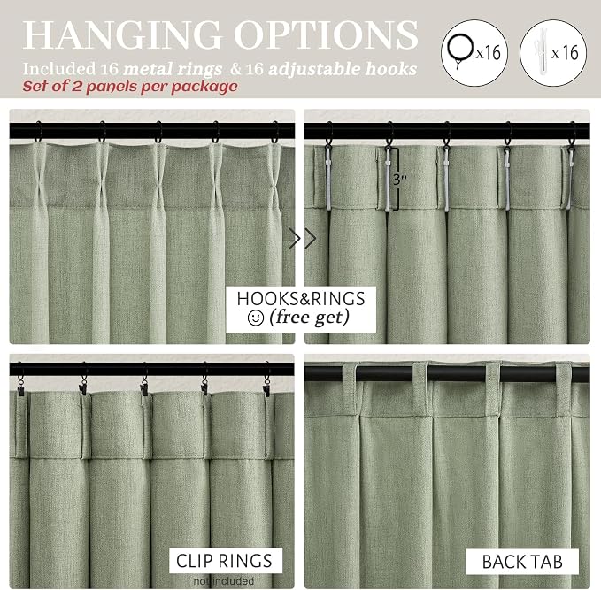 PleatedDrapes Sage Green Farmhouse Curtains - Image 5