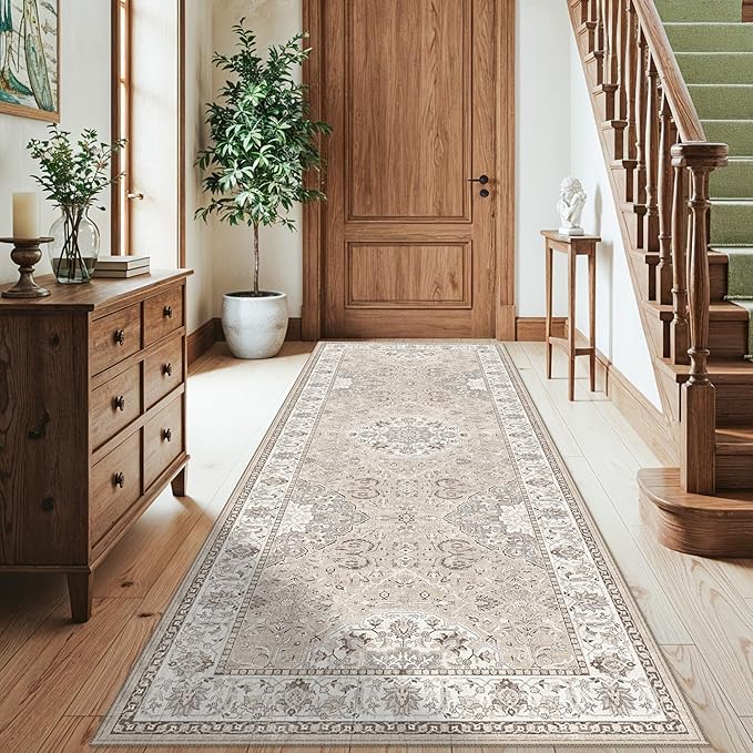 Washable 3x8 Kitchen Runner Rug: Indoor Oriental Hallway Carpet Low-Pile Stain - Image 5