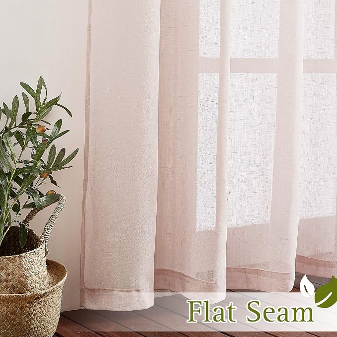 NICETOWN Semi Sheer Linen Pink Curtains - Image 6