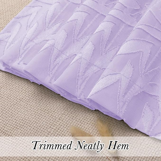 Lecloud Leia Light Purple Sheer Kitchen Curtains 24 Inch Length 2 Panels - Image 9