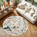 Washable Floral Round Rugs for Bedroom by HYHAOYUNLAI