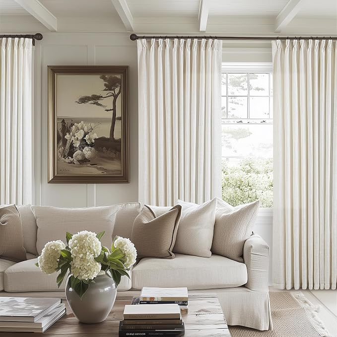 Natural Extra Wide Pinch Pleat Linen Curtains 70x108 Inches Long | 70 Inch Wide - Image 7