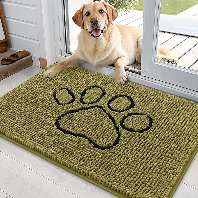 OLANLY Dog Door Mat for Muddy Paws 36x24, Paw Print Design, Absorbs Moisture by OLANLY