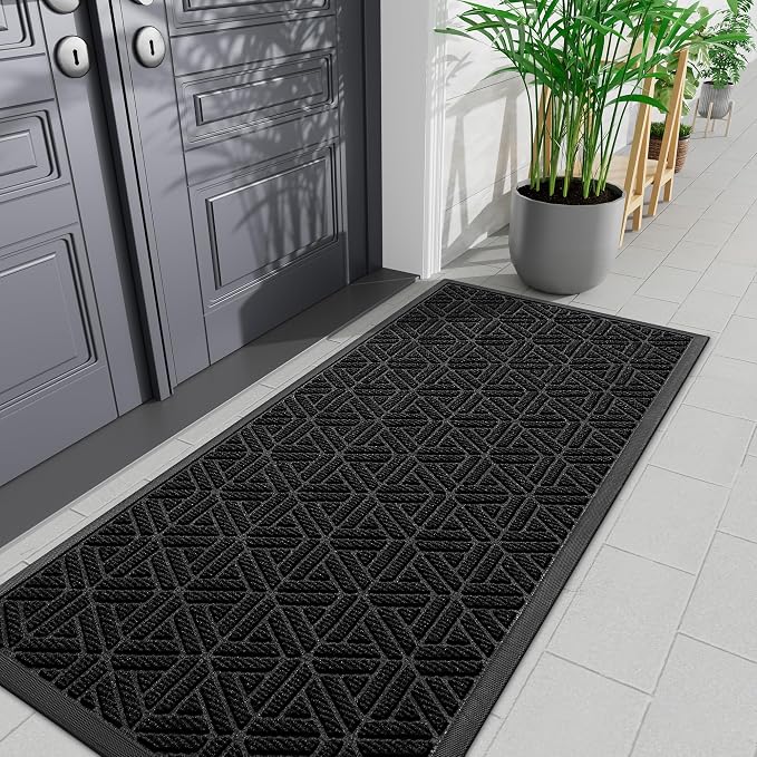 Smiry Front Door Mat Outside Entrance, Heavy Duty Sturdy Natural Rubber Doormat by Smiry