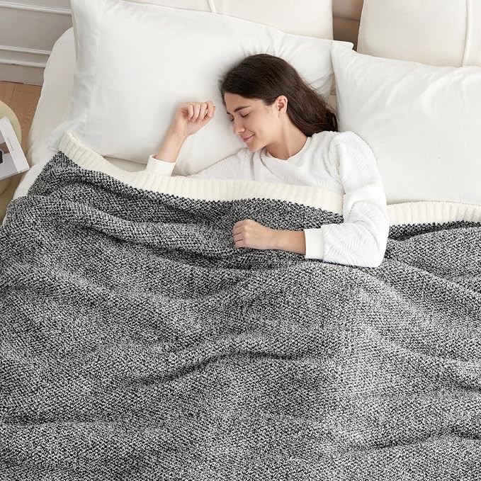Snuggle Sac Heather Black Bedding Blankets Twin Size, Reversible Super Soft - Image 2