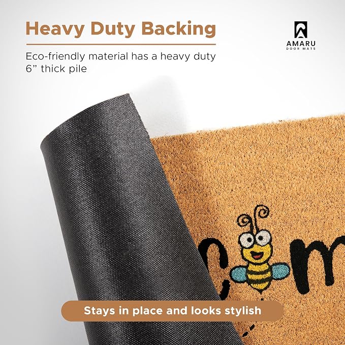Bee - 17"x29" - Coir Door Mat - Welcome Mats - Image 6