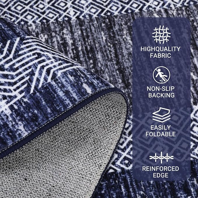 GarveeHome Modern Geometric Area Rug 2x3 Distressed Bordered Washable Non Slip - Image 2