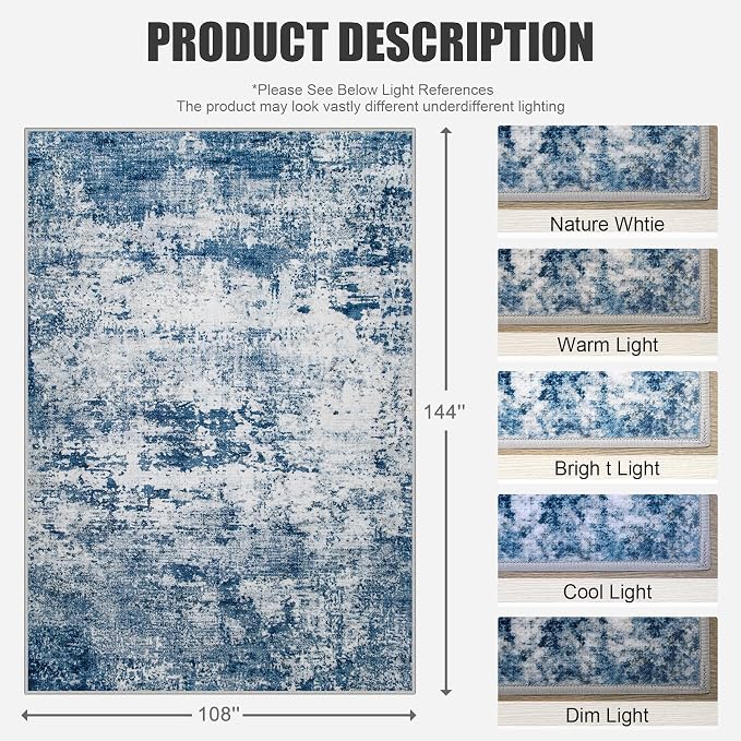6x9 Area Rug Living Room Rug: Washable Modern Abstract Soft Thin Rug Indoor - Image 2