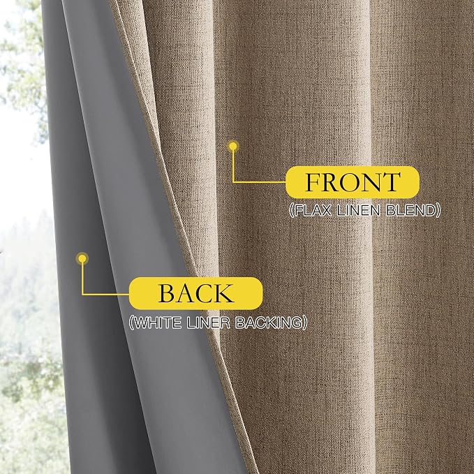 NICETOWN Burlap Vintage Open Linen Weave Flax Thermal Curtains, 100% Blackout - Image 6