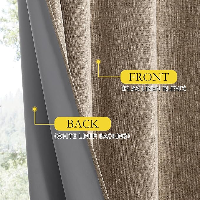 NICETOWN Burlap Vintage Open Linen Weave Flax Thermal Curtains, 100% Blackout - Image 7