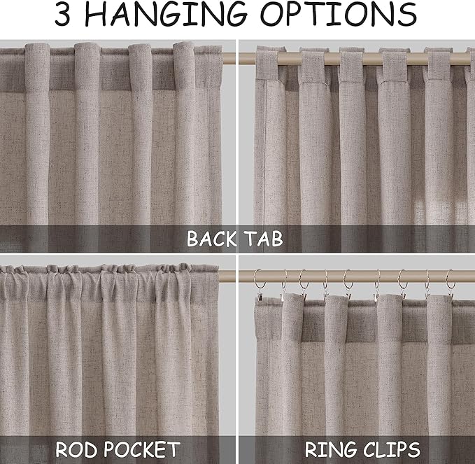 Brownish Grey Linen Curtains 84 Inches Long - Image 2