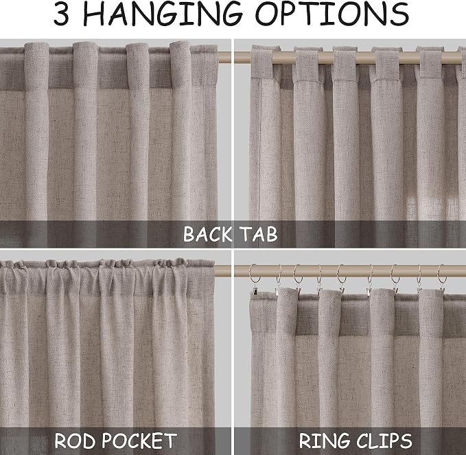 Brownish Grey Linen Curtains 63 Inches Long - Image 2