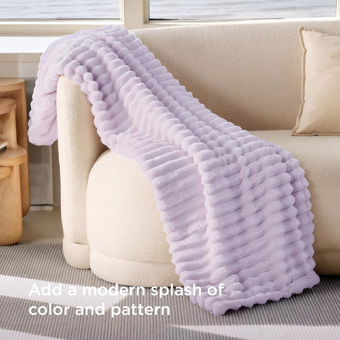 Bedsure GentleSoft Lavender Fog Throw Blanket - Image 3