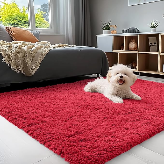 OLANLY 3x5 Machine Washable Small Bedside Rug, Soft Fluffy Shaggy Rugs by OLANLY