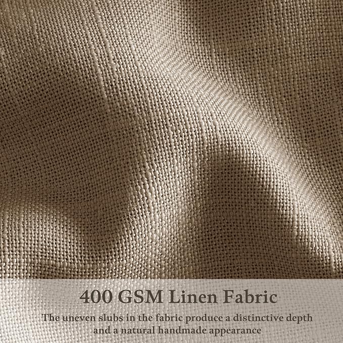 Latte Pinch Pleat Light Filter Thick Linen Semi Sheer Curtains 80 Inch Long | - Image 4