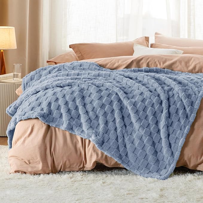 Bedsure GentleSoft Ashley Blue Throw Blanket - Image 6