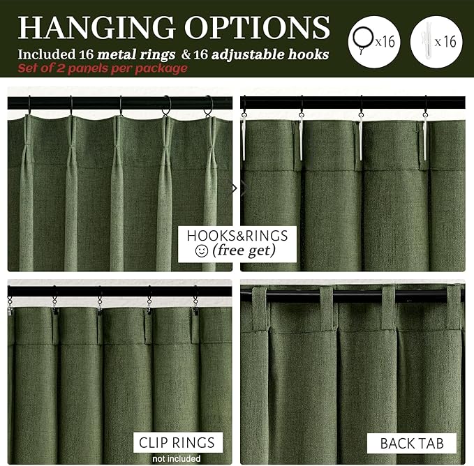 Loden Pinch Pleated Floor to Ceiling Long Curtains 120 Length, Vintage Curtains - Image 4