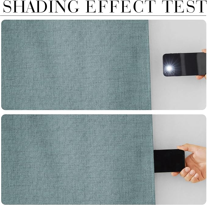 RYB HOME 100% Blackout Linen Textured Curtains 90 inches Long, Thermal - Image 5