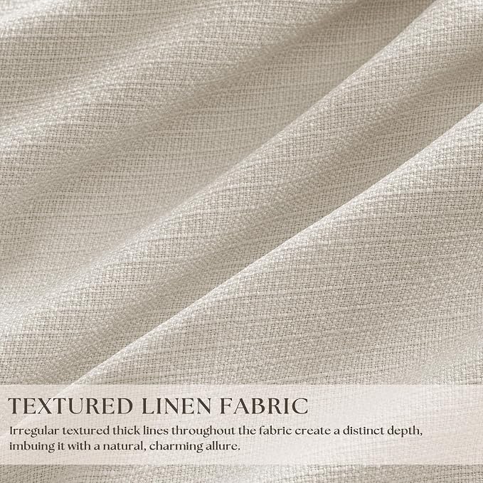 Ivory Cream Linen Blackout Curtains 112 Inches Long - Image 3