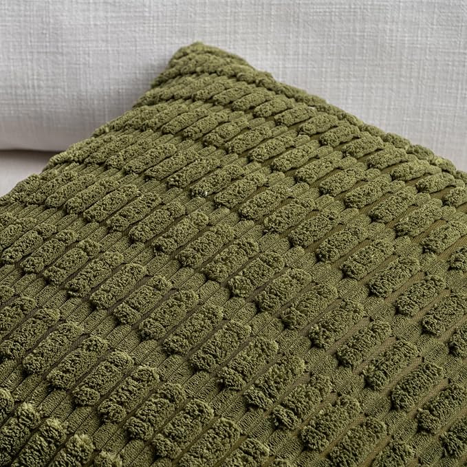 Fancy Homi 4 Packs Boho Moss Green Decorative Throw Pillow Covers 12x24 Inch - Image 4