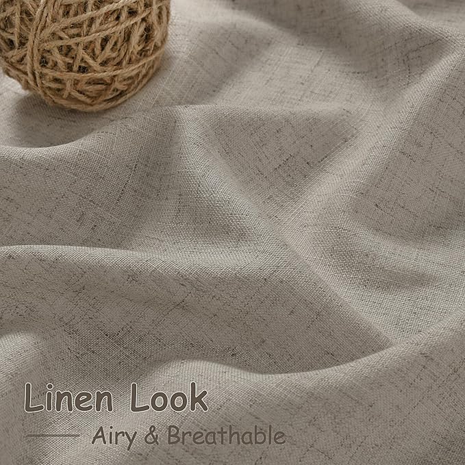 Nanspring Grey Beige Linen Curtains 84 Inches Long - Image 4