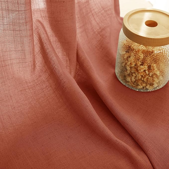 100 inch Linen Terracotta Curtains 2 Panels - Image 3