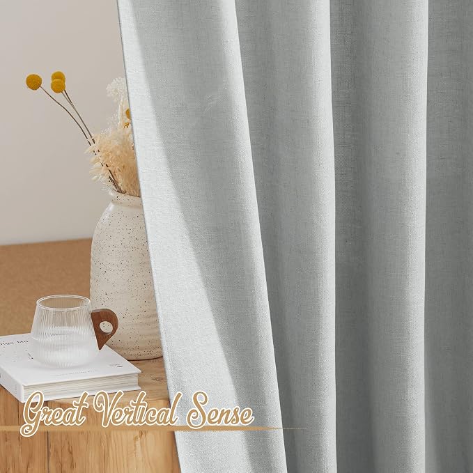 NICETOWN Linen Light Gray Curtains - Image 3