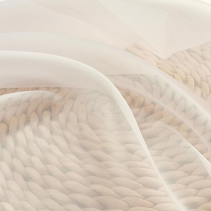 Chyhomenyc Cream Sheer Curtains 54 Inch Long 2 Panels, Short Voile Sheer Drapes - Image 6