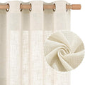 LAMIT Natural Linen Semi Sheer Curtains 45 Inch Length, Light Filtering Short by LAMIT