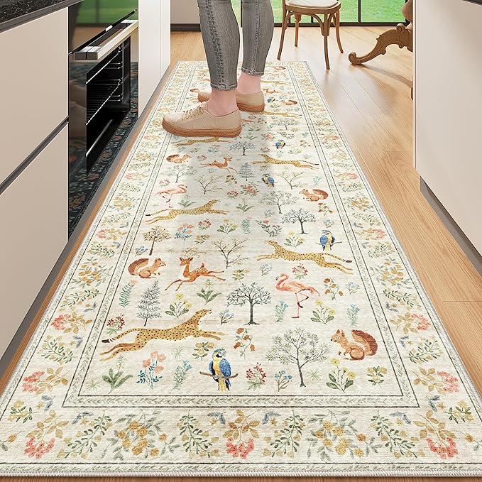 DUKINO 2x10 Kitchen Runner Rug, Soft Non Slip Animal Washable Rug, Non-Shedding by DUKINO