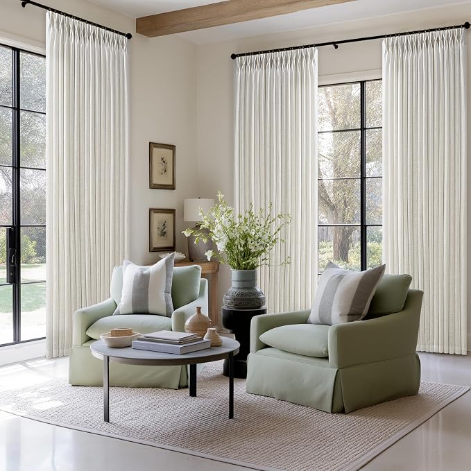 100 Inch Light Filtering Pinch Pleated Flax Linen Curtains 50 Inch Wide | Pleat - Image 7