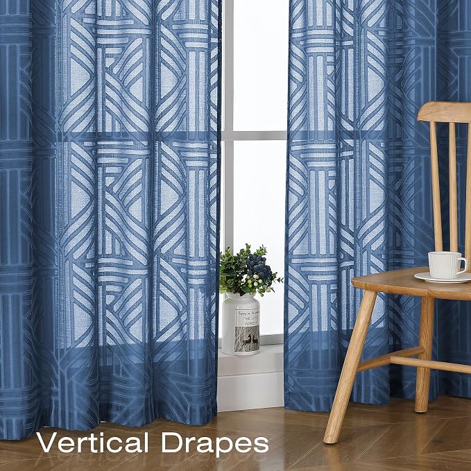 Simplebrand Semi Sheer Dusty Blue Curtains 96 Inches Long 2 Panels, Light - Image 6