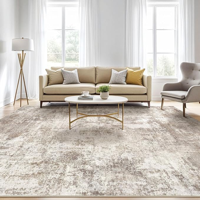 LOONGRUG 10x12 Area Rug Washable Large Neutral Modern Living Room Rug | - Image 5
