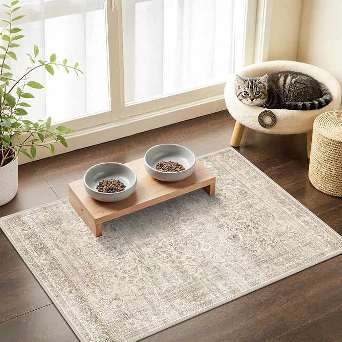 Schweek 2x3 Beige Entryway Rugs Washable Non-Slip Neutral Area Rug Door Mat | - Image 3