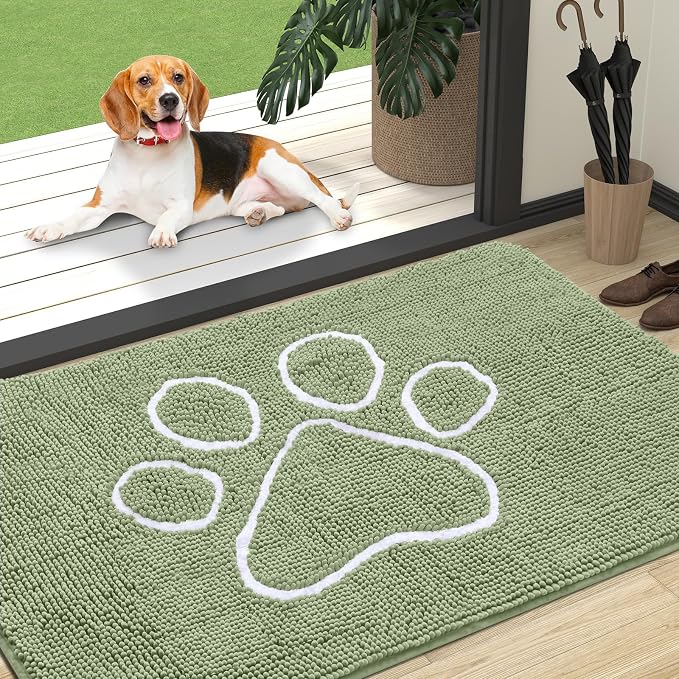 OLANLY Dog Door Mat for Muddy Paws 47x32, Paw Print Design, Absorbs Moisture by OLANLY