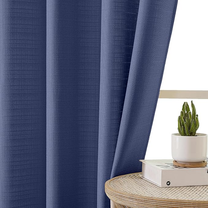 Chyhomenyc Blue Valance for Windows, Light Filtering Faux Linen Textured Small - Image 8