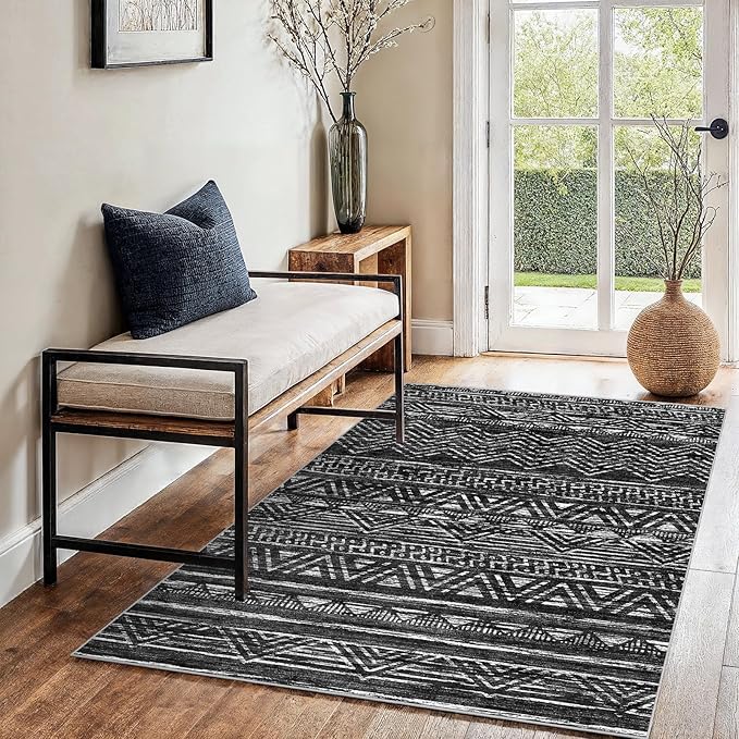 3x4 Washable Entryway Area Rug: Moroccan Small Runner Rug by Ksrau