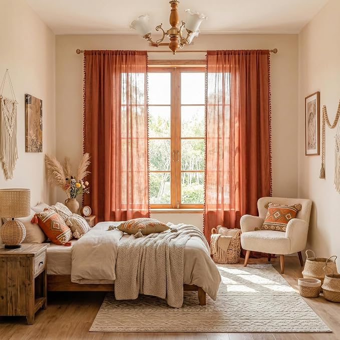 MYSKY HOME Bohemian Macrame Curtains 84 Inches Long - Image 2