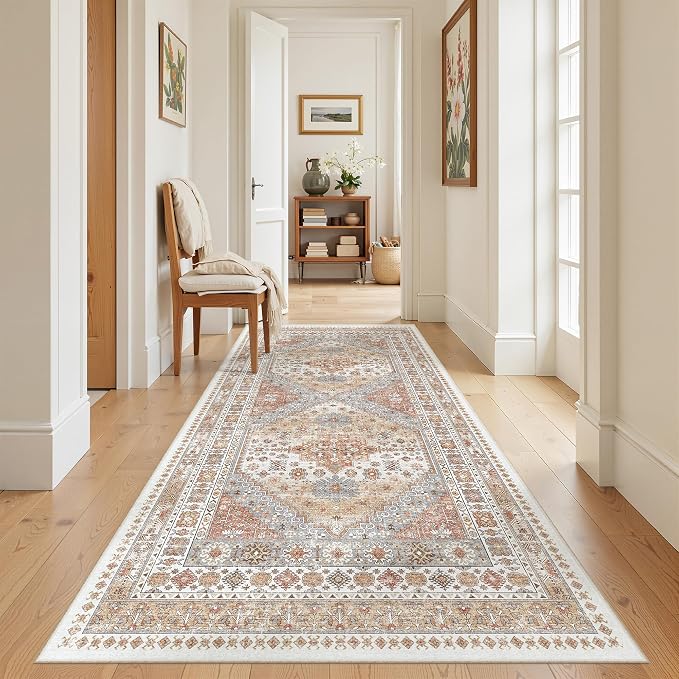 4x8 Rug for Bedroom, Wide Runner Rug for Hallway, Non Slip Washable Runner Rug by Restydon